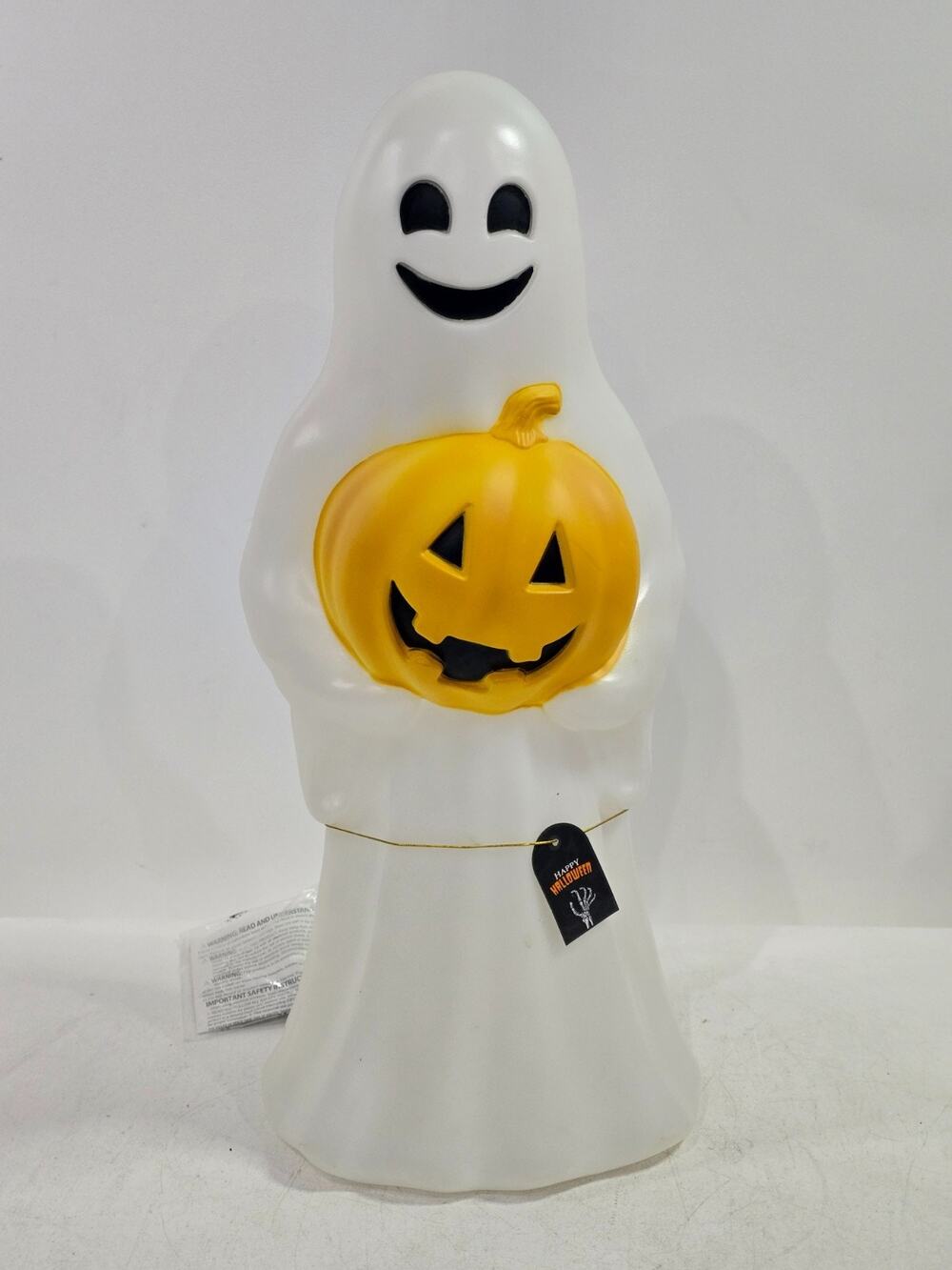 Halloween Ghost Holding Pumpkin Lighted Blow Mold 24"